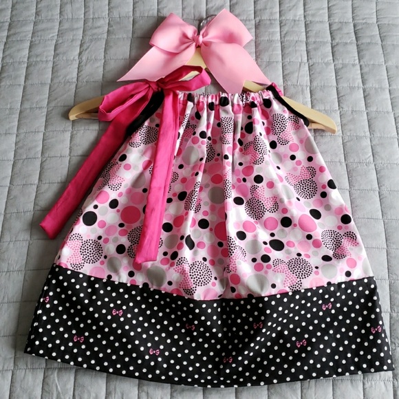 girls toddler childrens pillowcase dress hot pink blue summer dress 12-24m
